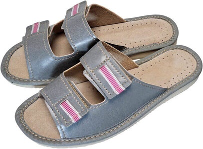 Billige læder dame slippers med velcrolukning